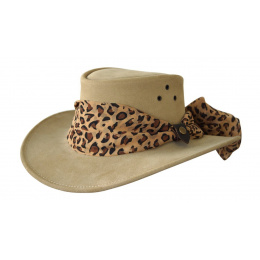 Women's Australian Leather Hat Beige - Jacaru