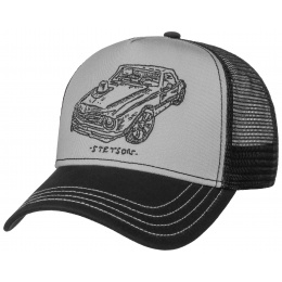 Casquette Baseball Trucker Muscle Car & Hat Coton Noire & Grise- Stetson