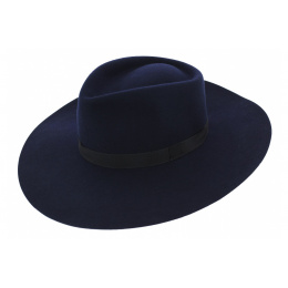 Harlem Navy Blue Wool Felt Hat - Traclet