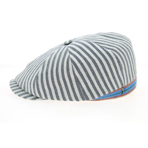 Hatteras Forli Cap with Blue Stripes Cotton - ALFONSO D'ESTE