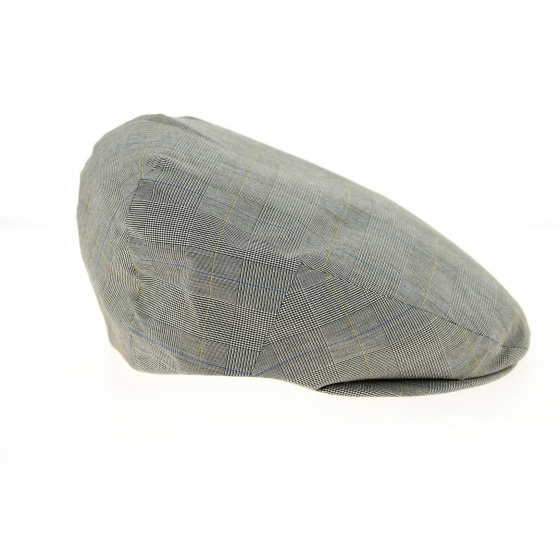 Casquette Plate Ekeren à Carreaux Grise Lin- City Sport