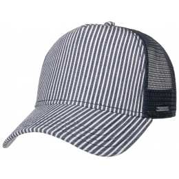 Casquette Baseball à Rayures Coton Blanche & Bleue- Stetson