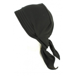 Turban Scarf Chemotherapy Black Cotton- Traclet