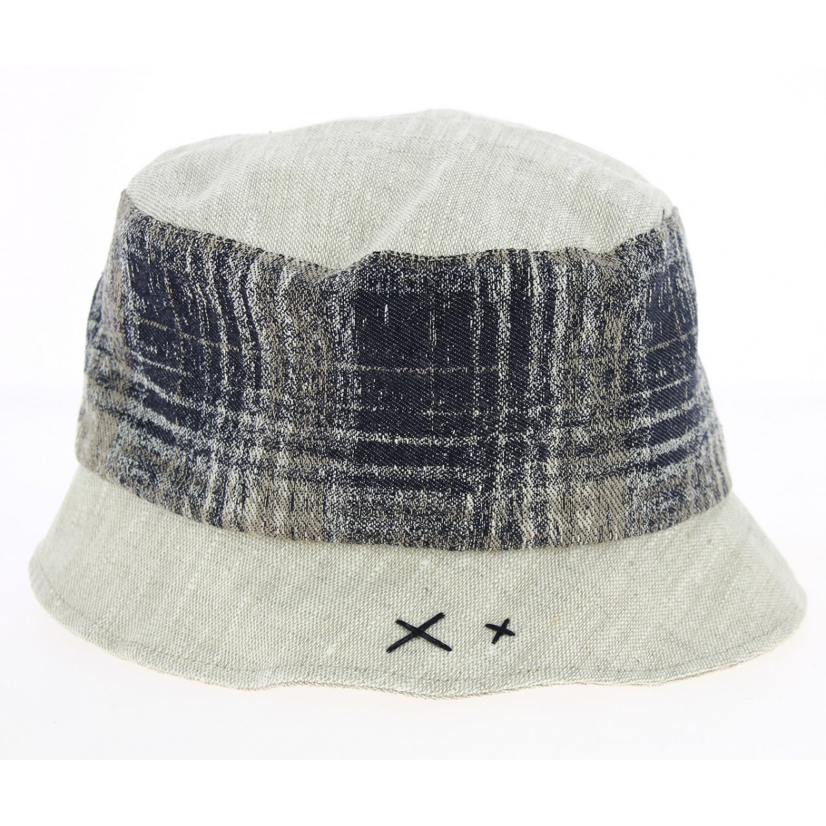 Linen Bell Hat Beige & Navy Blue - Traclet Reference : 10188 ...