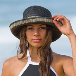 Very Chic Black & Ivory Women's Breton Hat - Emthunzini Hats