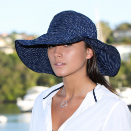 Scrunchie Wide Edge Navy & White Scrunchie Hat - Emthunzini Hats