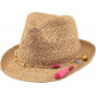 Natural Paper Straw Amethyst Trilby Hat - Barts