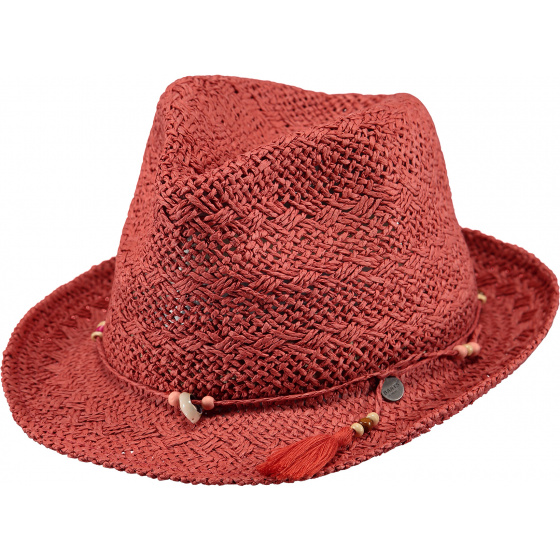 Amethyst Paper Straw Trilby Hat Terra- Barts