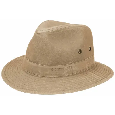 Chapeau Traveller Virginia Coton Biologique Beige Foncé UPF 40+ - Stetson