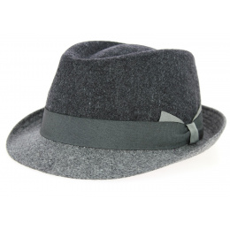 Dark Gray Wool Cabbia Trilby Hat - Traclet