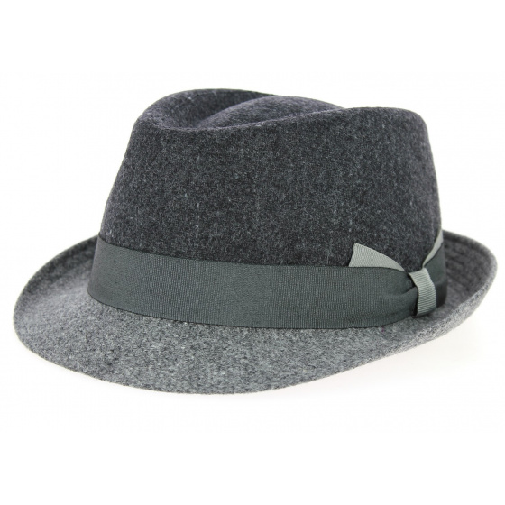 Dark Gray Wool Cabbia Trilby Hat - Traclet