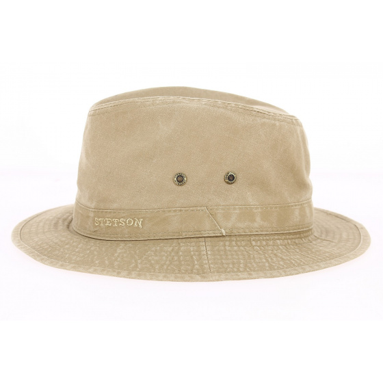 Chapeau Traveller Virginia Coton Biologique Beige Foncé UPF 40+ - Stetson