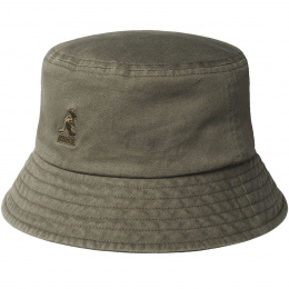 Khaki Washed Cotton Bucket Hat - Kangol