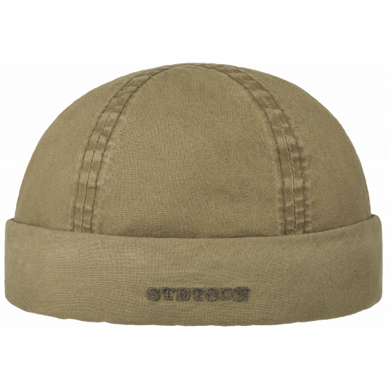 Washed Organic Cotton Docker Beanie Khaki - Stetson