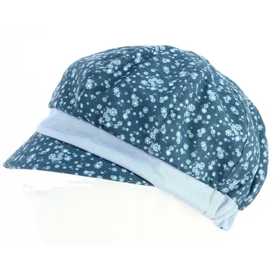 Marguerite Summer Newsboy Cap Linen & Cotton Blue - Traclet Reference: 2683 | Traclet Hat Shop