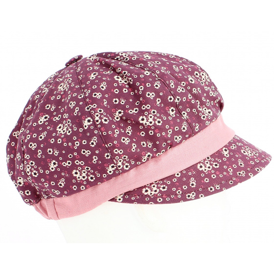 Summer Newsboy Cap Marguerite Linen & Cotton Plum - Traclet
