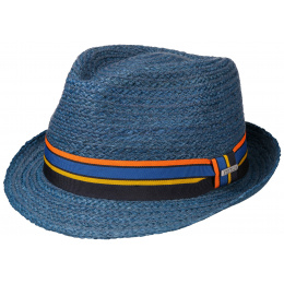 Blue Straw Trilby Hat Silver - Stetson