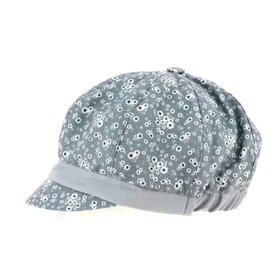 Summer Newsboy Cap Marguerite Linen & Cotton Sky Blue - Traclet Reference: 10324 | Chapellerie Traclet