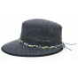 Navy Blue Paper Straw Gioconda Cap - Traclet