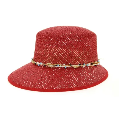 Red Paper Straw Gioconda Cap - Traclet Reference: 6937 | Traclet Hat Shop