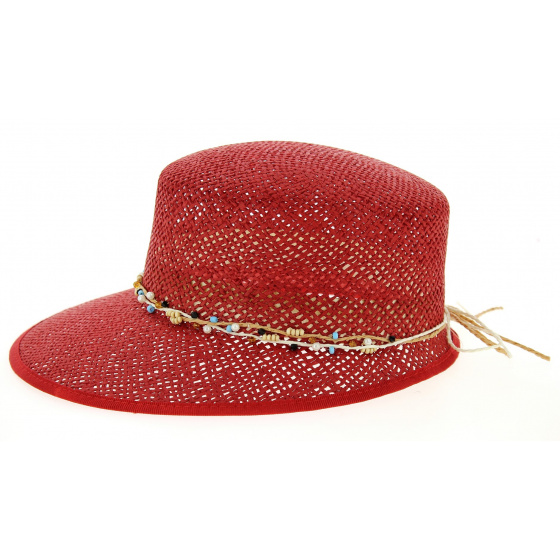 Casquette Gioconda Paille Papier Rouge - Traclet