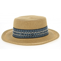 Azteca straw boater hat Tobacco paper- Traclet