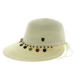 Ivory Paper Straw Moa Visor Wide Brim Hat - Traclet