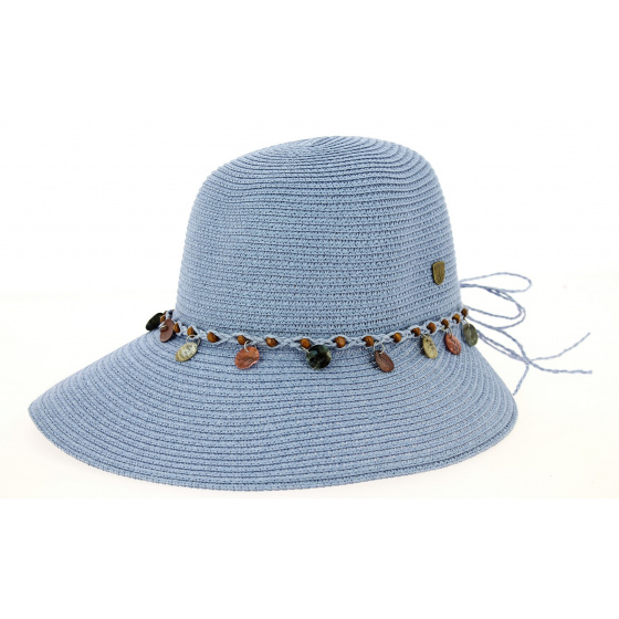 Moa Paper Straw Visor Sun Hat in Lavender Blue - Traclet