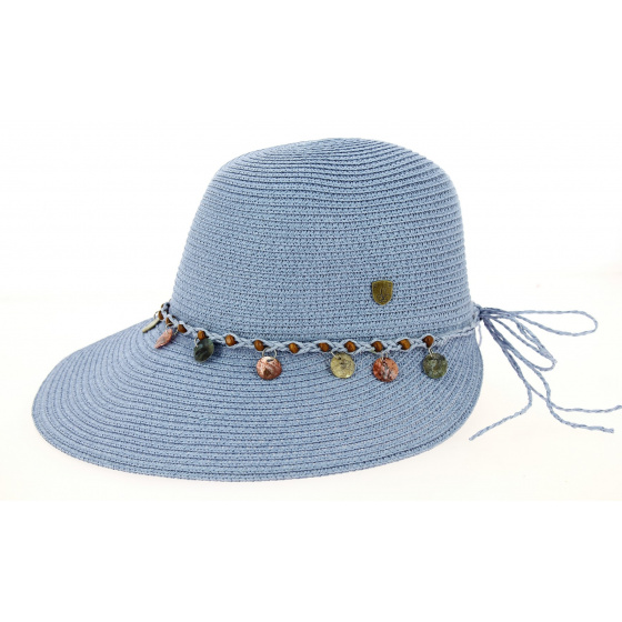 Moa Paper Straw Visor Sun Hat in Lavender Blue - Traclet