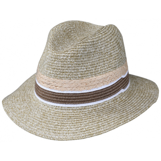 Matanzas Fedora Hat in Beige Paper Straw - Traclet