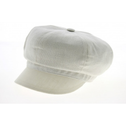 Crambes Washed White Linen Jansper Newsboy Cap
