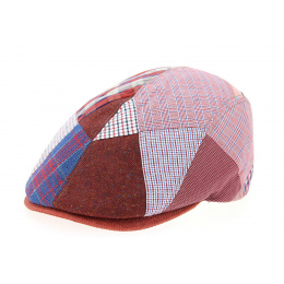 Red Linen Meys Flat Cap - Traclet