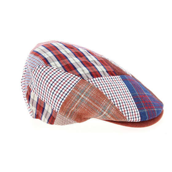 Red Linen Meys Flat Cap - Traclet Red Linen Meys Flat Cap - Traclet