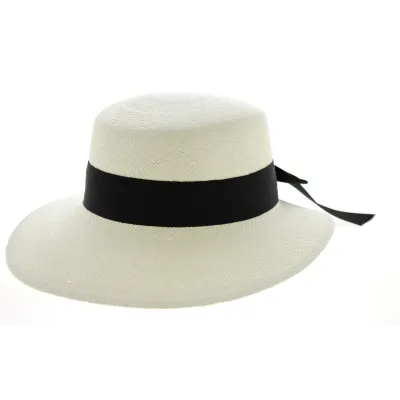 Giuditta Panama Cap with Black Ribbon - Traclet Reference: 10355 | Chapellerie Traclet