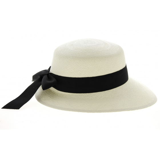 Giuditta Panama Cap with Black Ribbon - Traclet Giuditta Panama Cap with Black Ribbon - Traclet