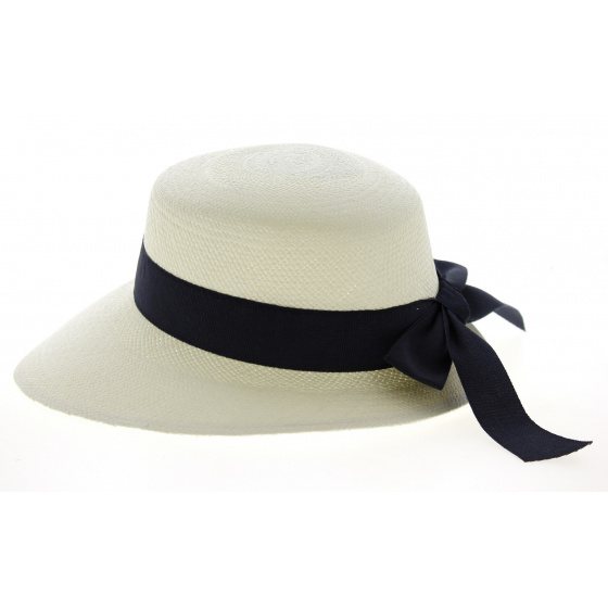 Casquette Paille de Panama Giuditta Ruban Marine  Casquette Paille de Panama Giuditta Ruban Marine