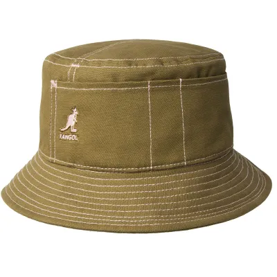 Tan & Pink Cotton Workwear Bucket Hat - Kangol Reference: 10362 | Chapellerie Traclet