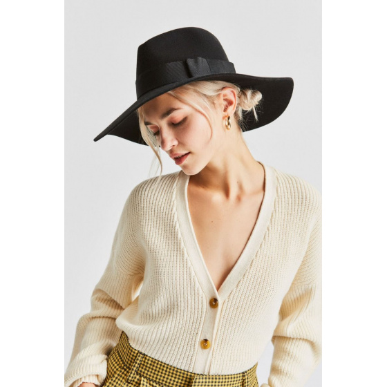 Piper Black Wool Felt Wide Brim Hat - Brixton Piper Black Wool Felt Wide Brim Hat - Brixton