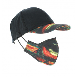 Baseball Cap + Black Cotton Mask Kit with Pattern - Traclet