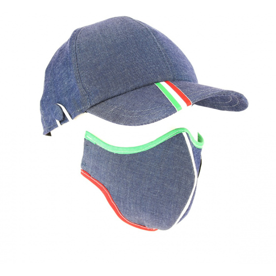 Baseball Cap + Cotton Denim Mask Kit Italy - Traclet