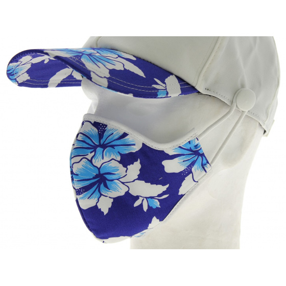 Baseball Cap + White & Blue Hawaii Cotton Mask Kit - Traclet
