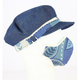 Stewart Cap + White & Blue Hawaii Cotton Mask Kit - Traclet