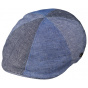 Blue Cotton & Linen Patchwork Cropped Cap- Traclet