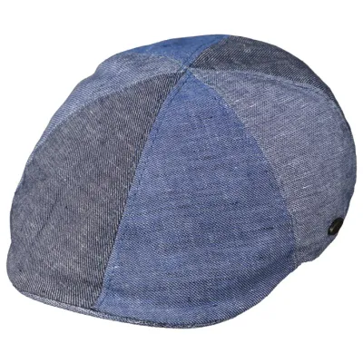 Casquette Bombée Patchwork Lin & Coton Bleue- Traclet Reference : 10434 | Chapellerie Traclet