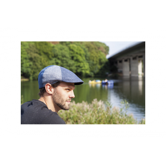 Casquette Bombée Patchwork Lin & Coton Bleue- Traclet