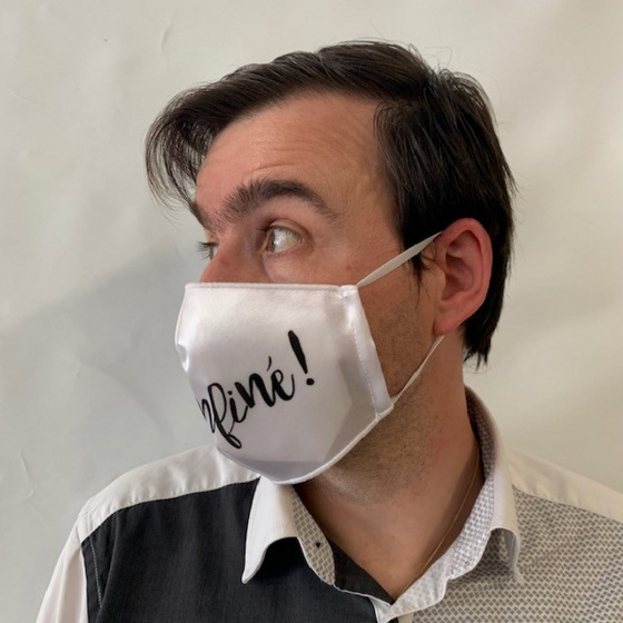Masque "Déconfiné !" Fantaisie Élastique Blanc- Traclet
