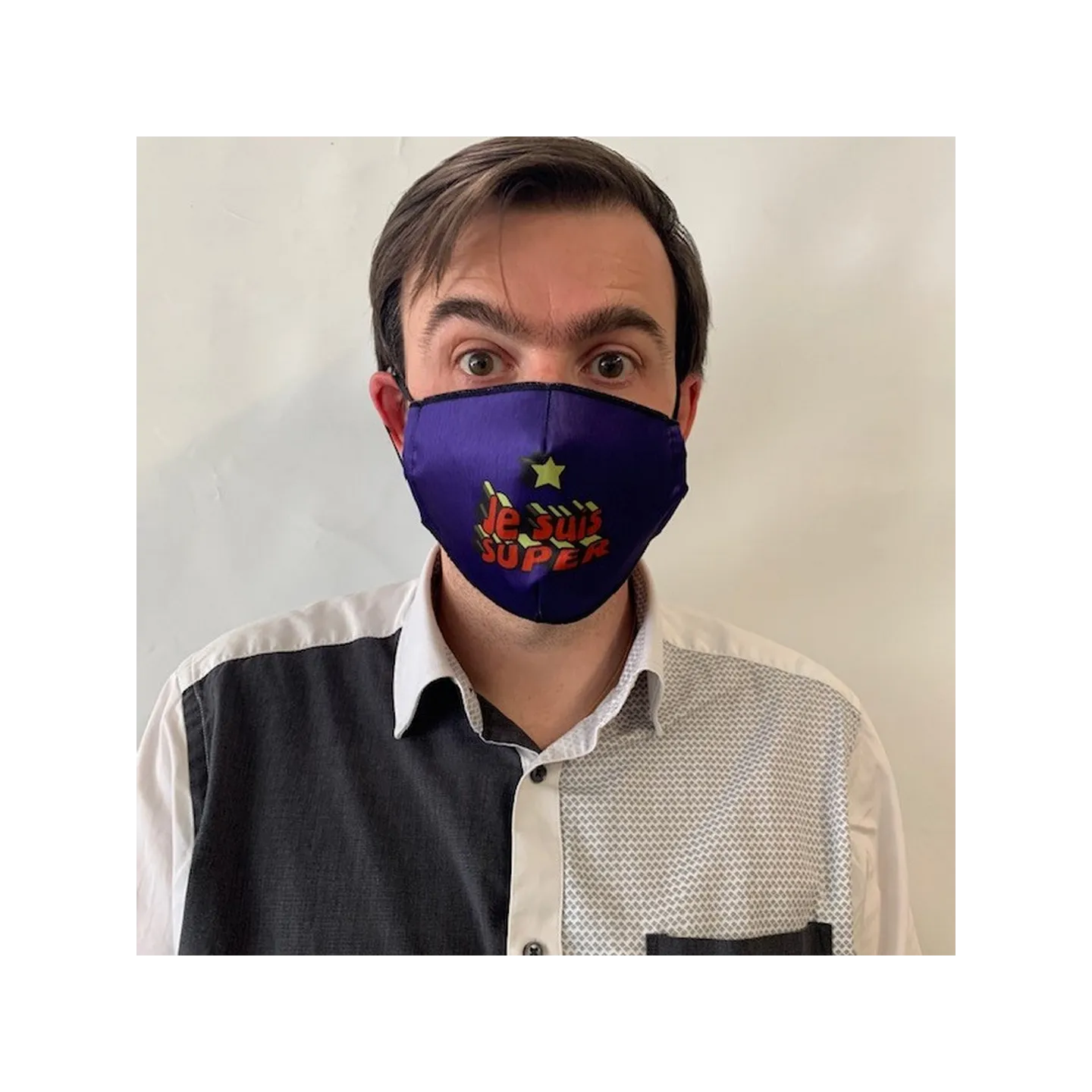Masque "Je suis super" Fantaisie Élastique Noir- Traclet Reference : 10374 | Chapellerie Traclet
