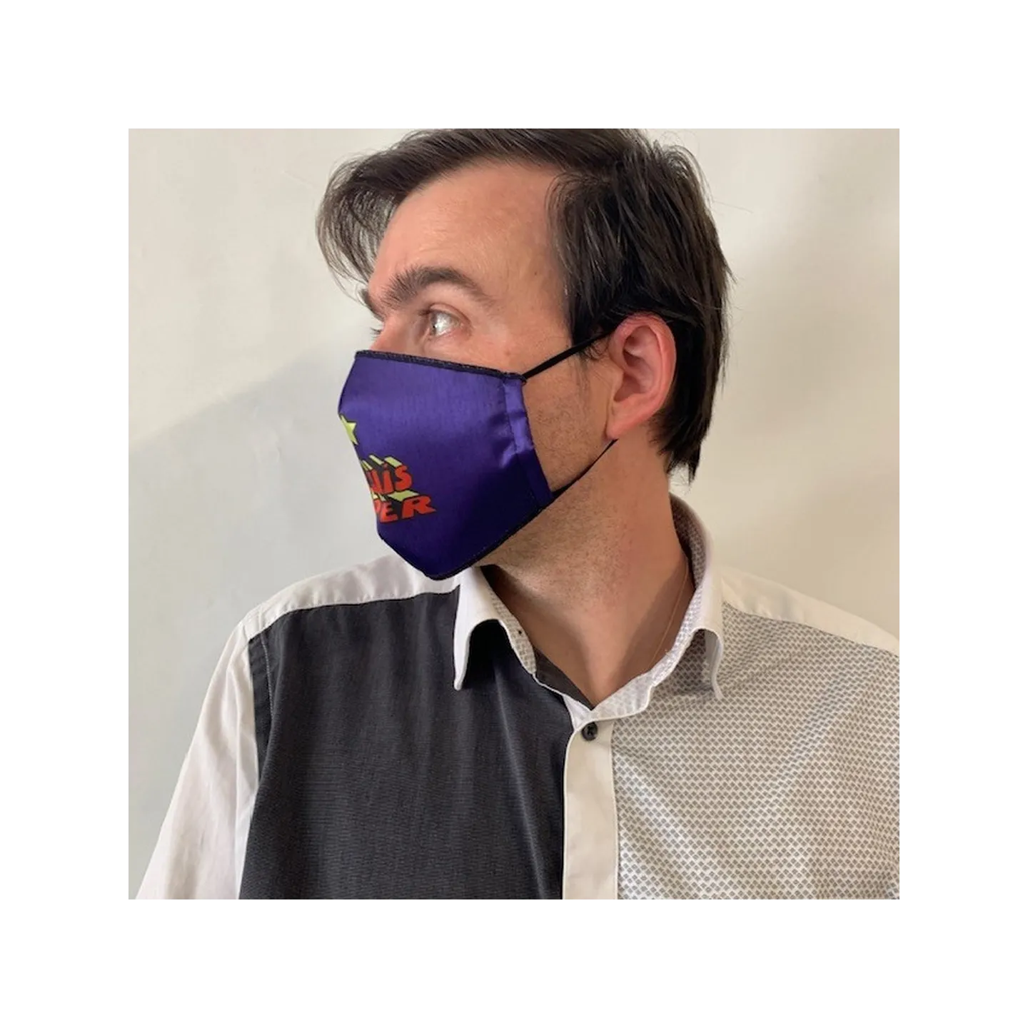 Masque "Je suis super" Fantaisie Élastique Noir- Traclet Reference : 10374 | Chapellerie Traclet