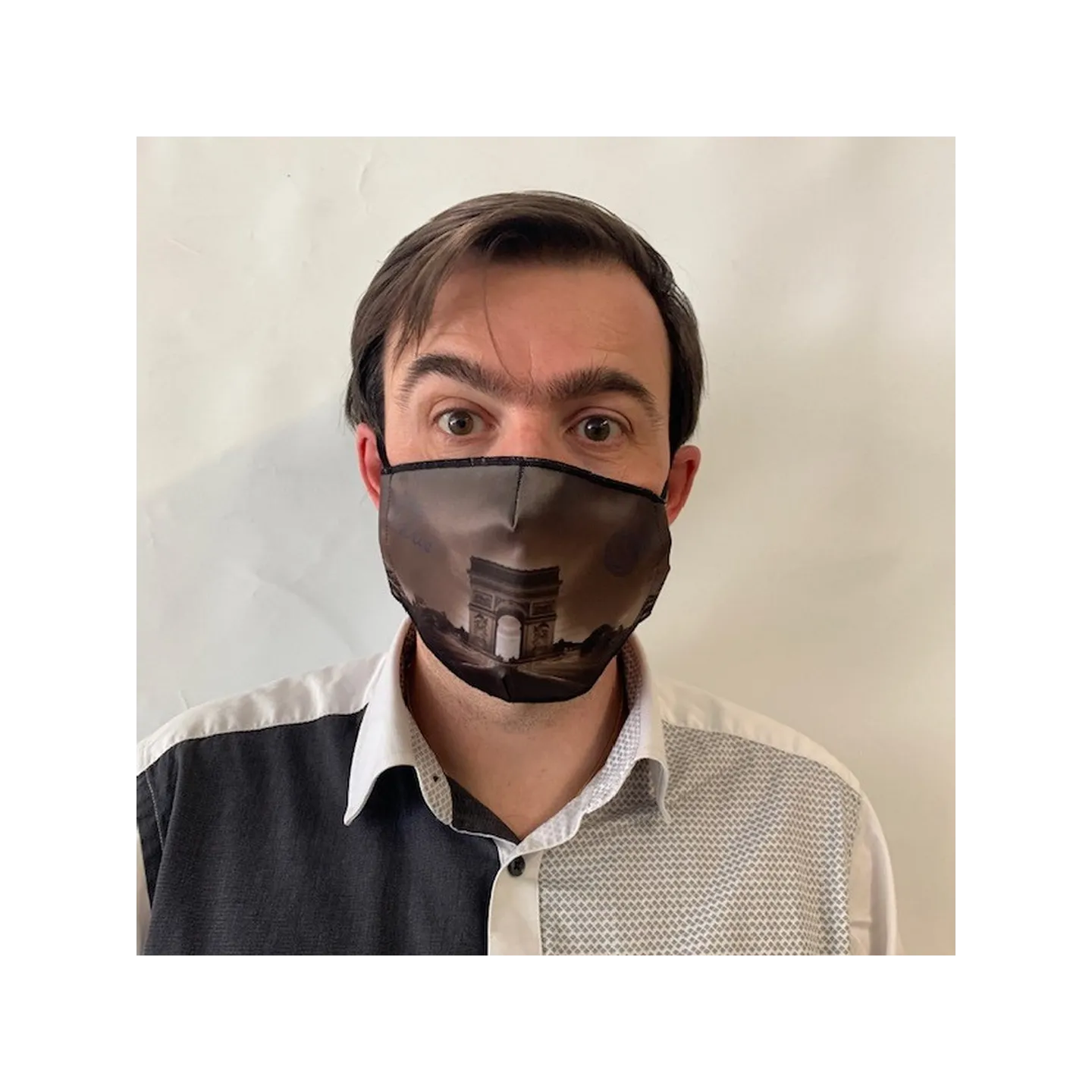Paris Arc de Triomphe Black Fancy Elastic Mask - Traclet Reference: 10382 | Traclet Hat Shop