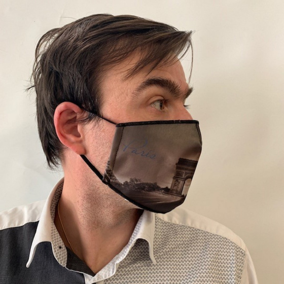 Paris Arc de Triomphe Black Fancy Elastic Mask - Traclet Paris Arc de Triomphe Black Fancy Elastic Mask - Traclet